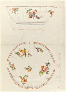 Design pour un saladier en porcelaine peinte à bord festonné, pour la Manufacture de porcelaine de Sèvres - Sèvres Porcelain Manufactory